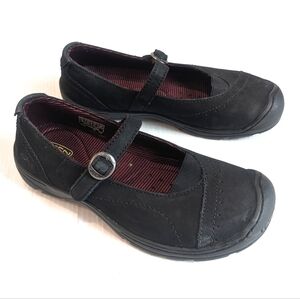 KEEN Sterling City Women's Black Leather Mary Jane Buckle Flats Shoes Size 8.5